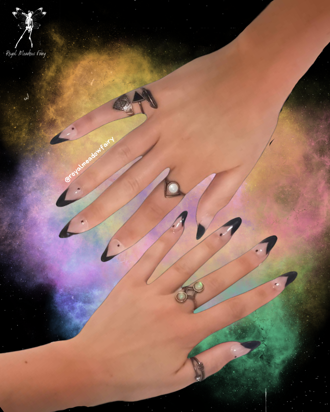 witchy french tip press on nails