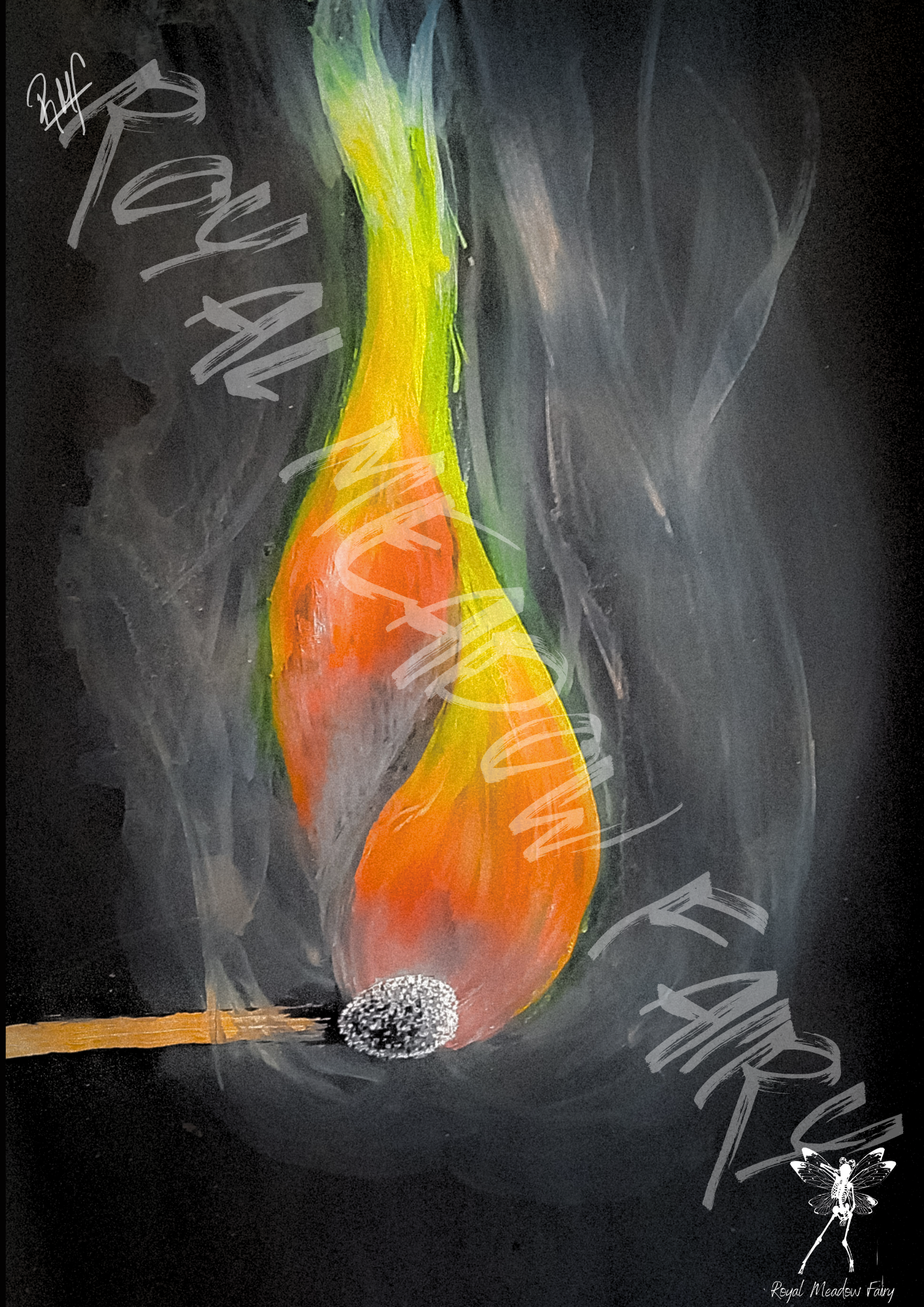 gloss art print of a hand painted burning match