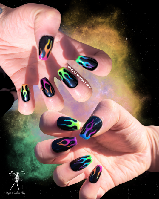 colour melt rainbow false nail enhancements