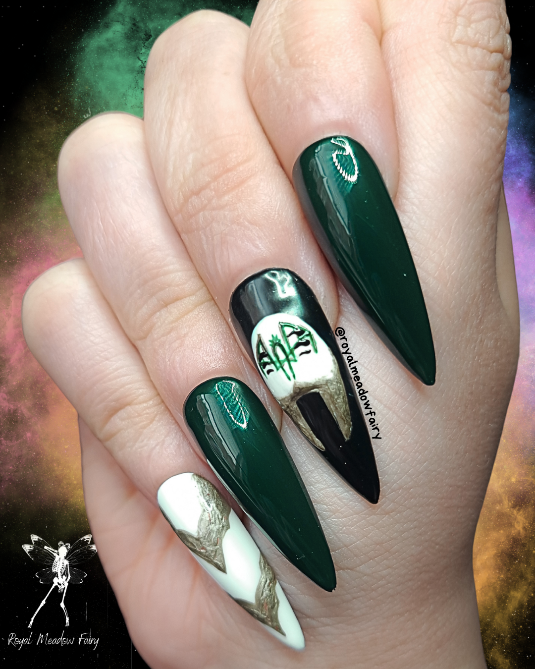 Even In Arcadia green sleep token UK best quality handmade press on nails