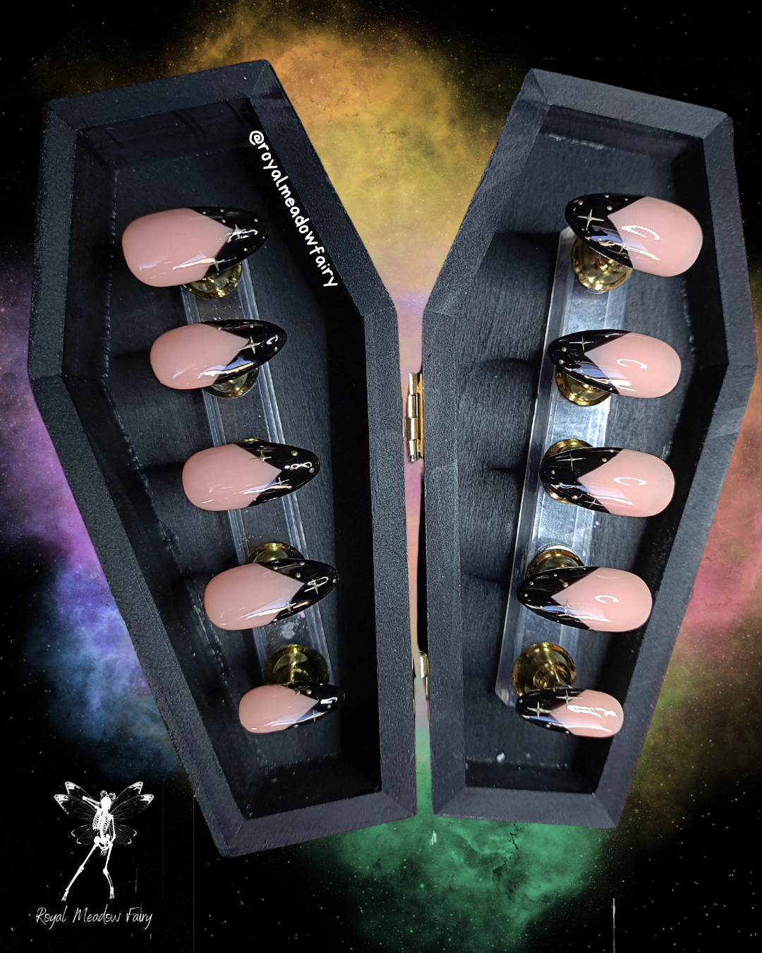 black gold and nude alt witchy gothic UK durable quality press on nails