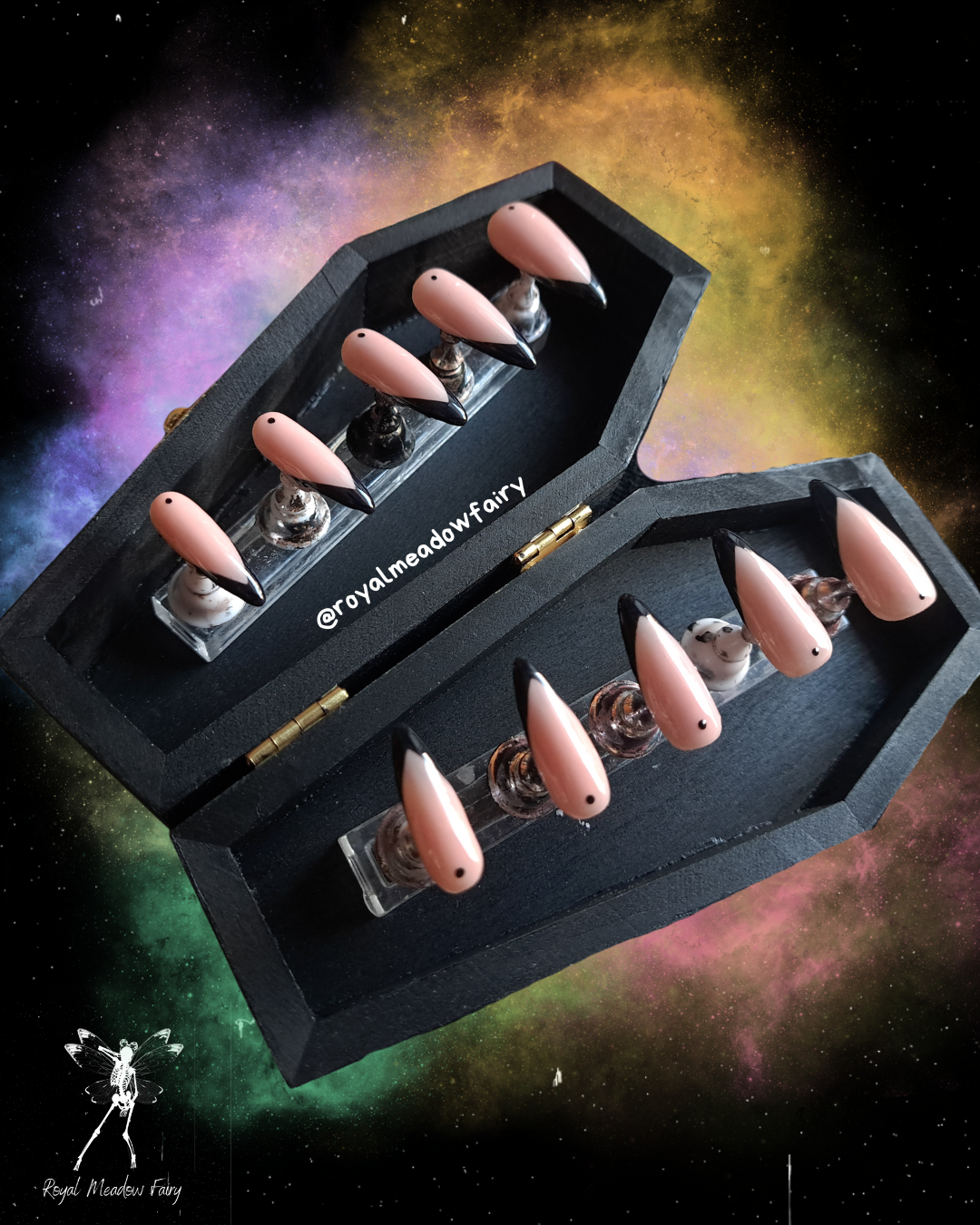 alt gothic witchy french tip press on nails UK