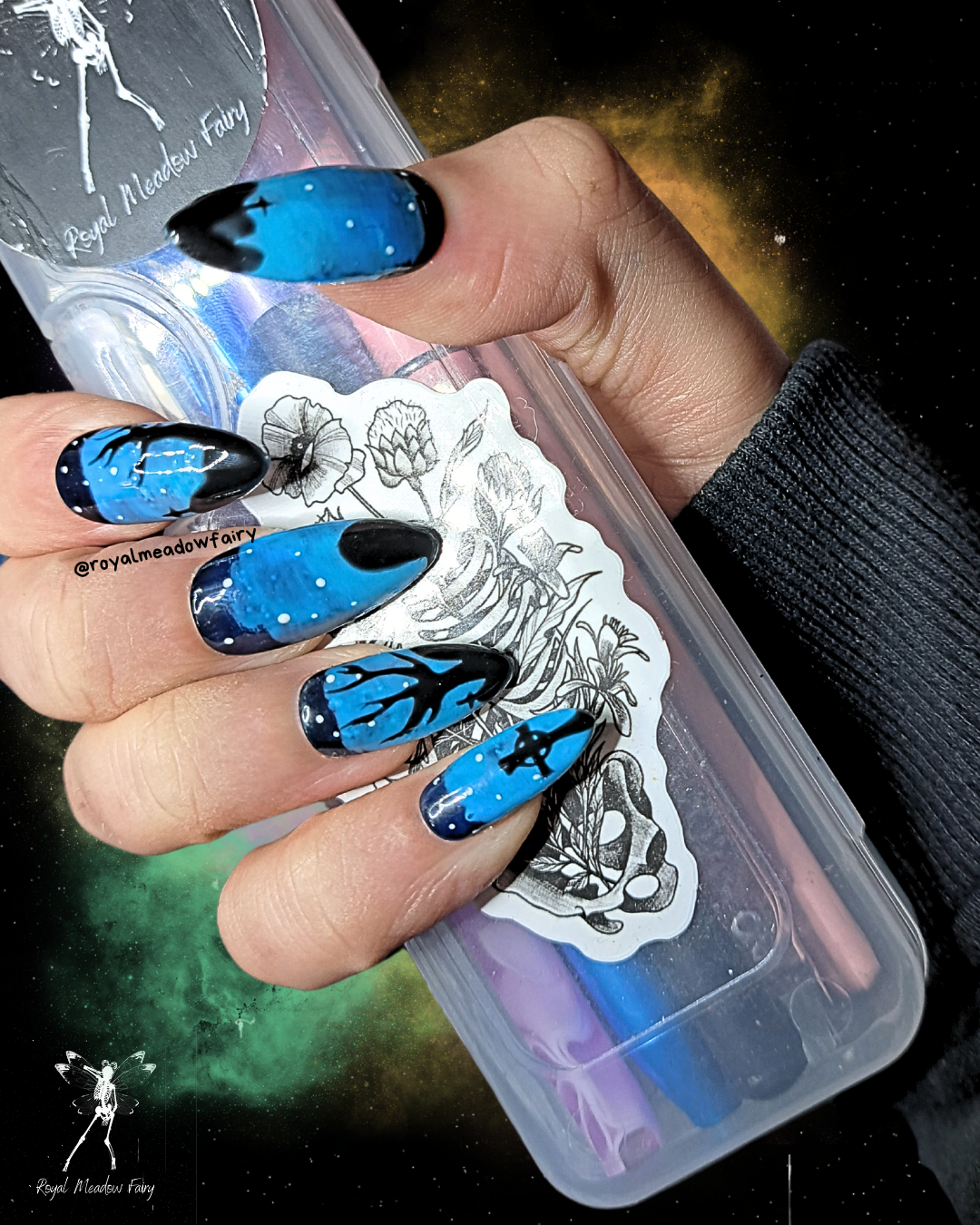 UK hand painted graveyard halloween spooky press on nails
