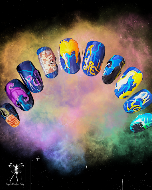 hocus pocus sandersan sisters witch halloween movie press on nail extension design hand painted