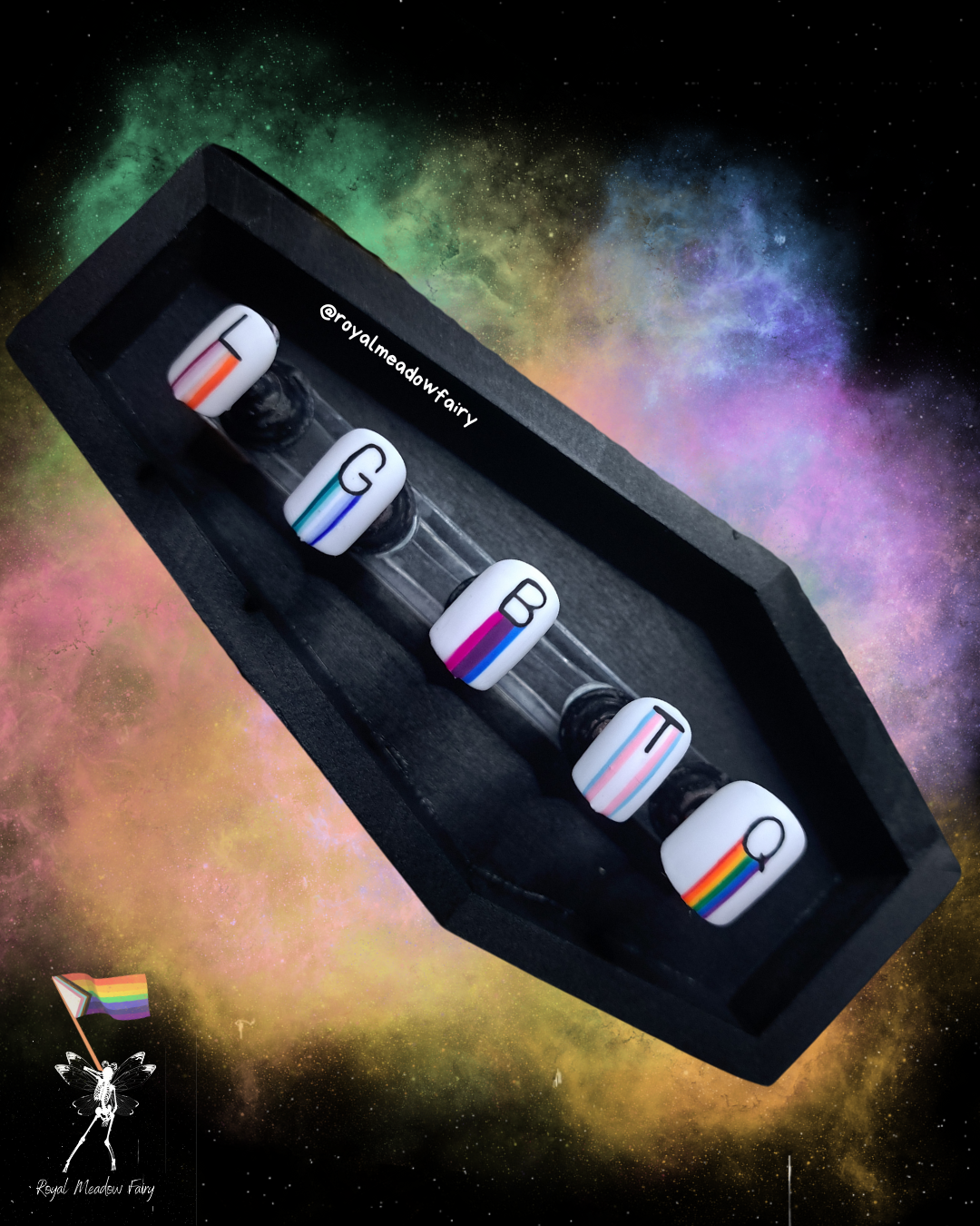 LGBTQ press on nails pride flag nail art design