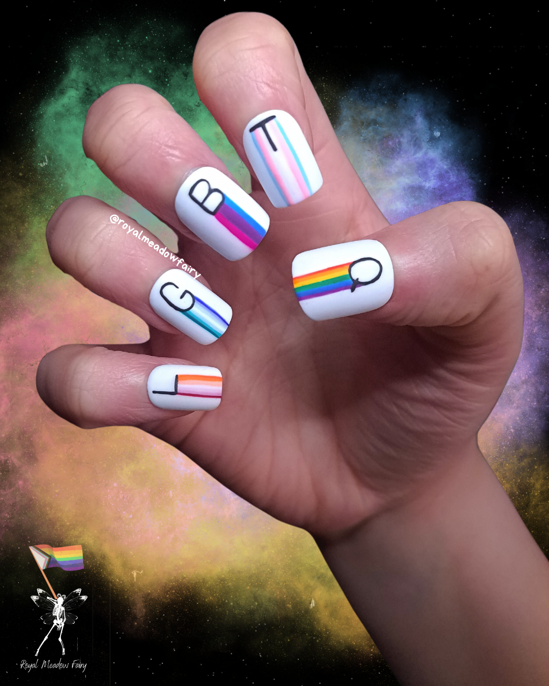 best quality press on nails uk LGBTQ pride flag nail art design