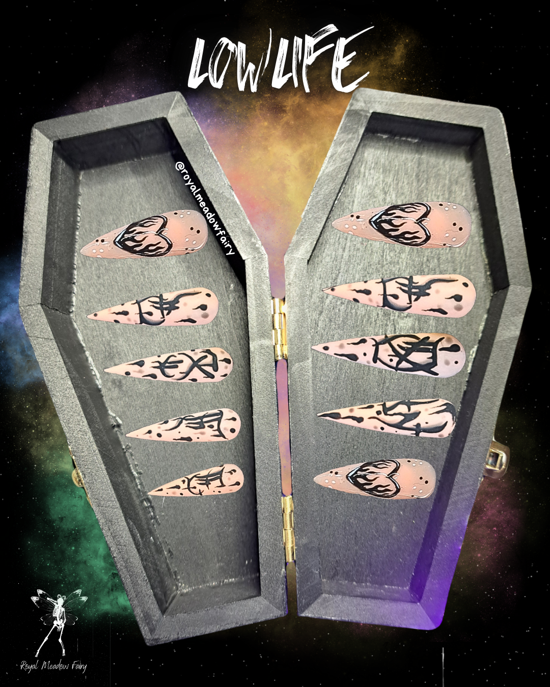 Lowlife yungblud alt gothic metal press on nails