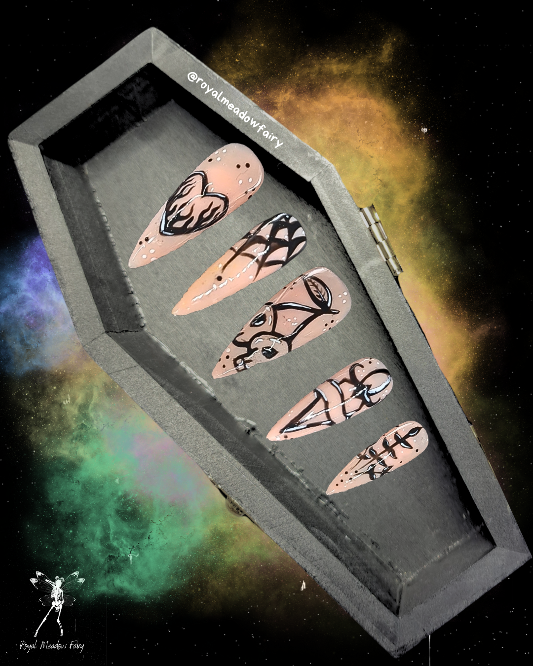 tattoo flash inspired alt gothic press on nails