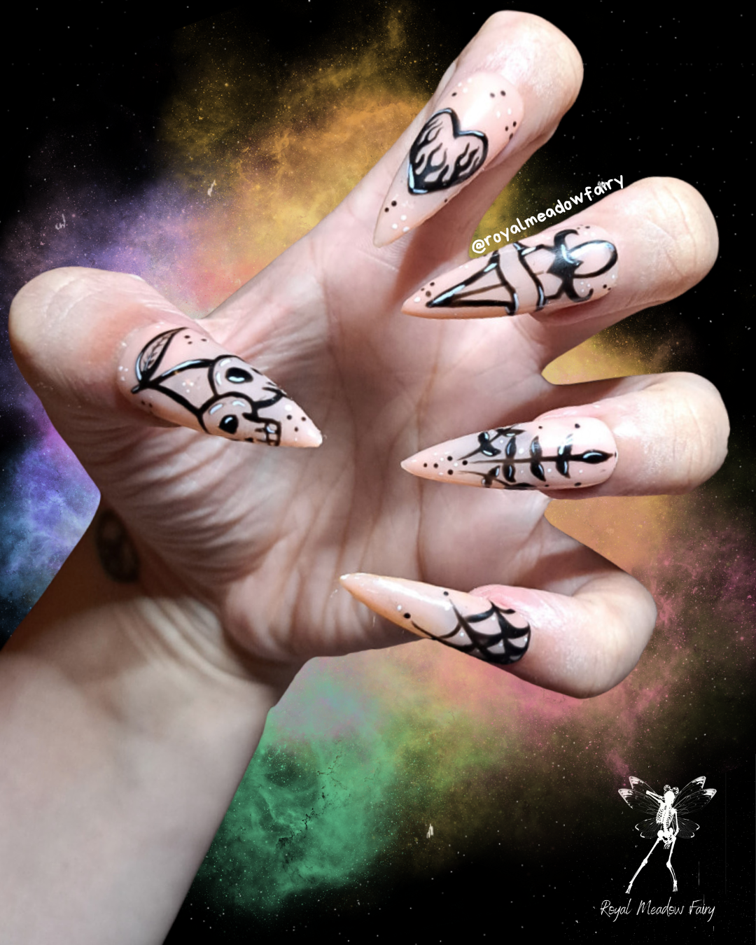 tattoo flash blackwork alt gothic UK press on nails