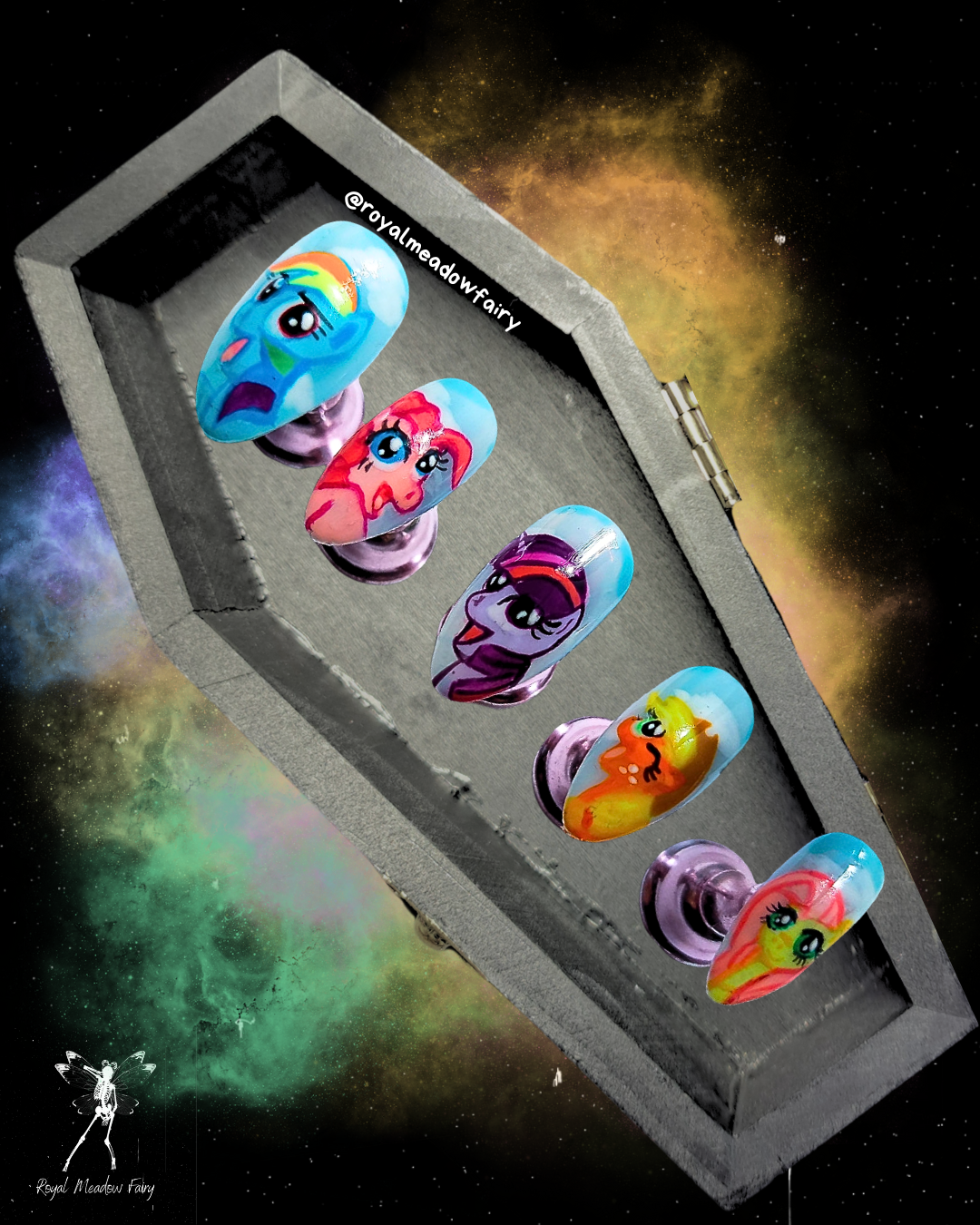 my little pony 90's cartoon handmade uk press on nails