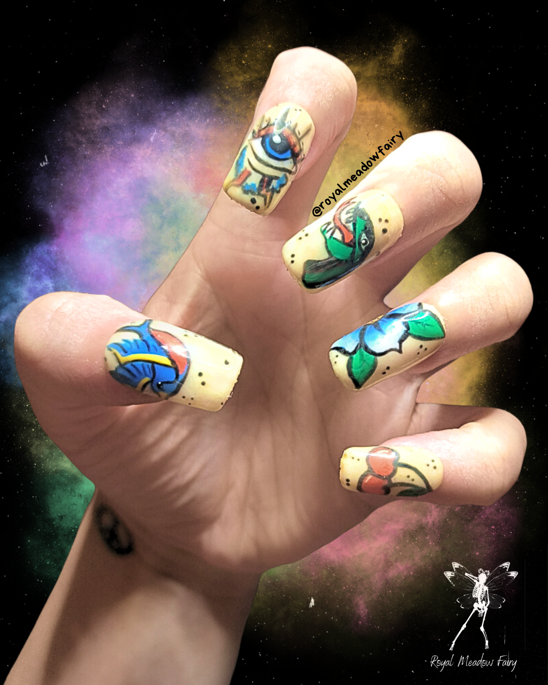 neo trad tattoo alt UK press on nails