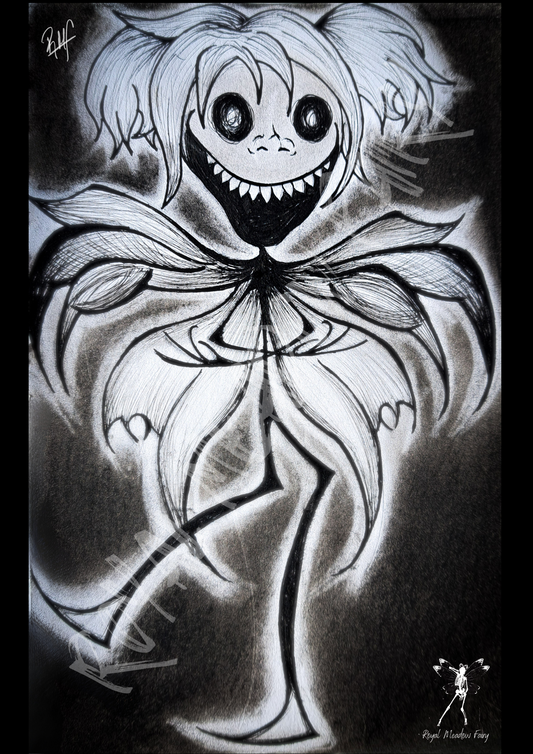 dark creepy fairy drawing art print