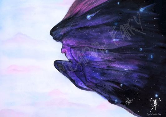 nyx the goddess of the night bringing her cloak of darkness across the days sky full gloss art print