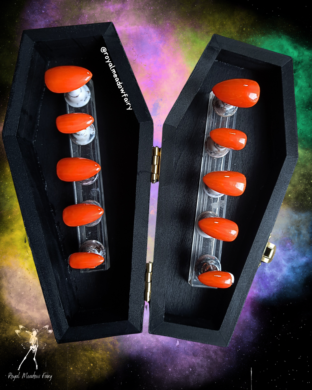 orange UK durable and reusable press on nails