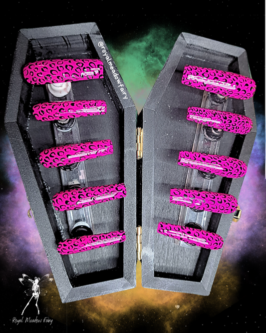 bright pink leopard print UK press on nails