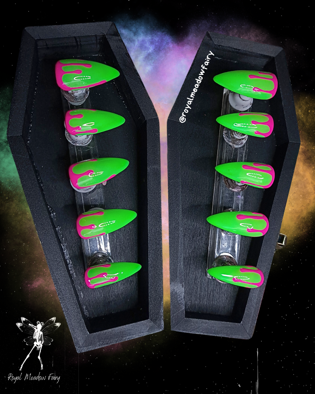 Bring drip press on nails Best quality durable reusable UK alt goth emo nails