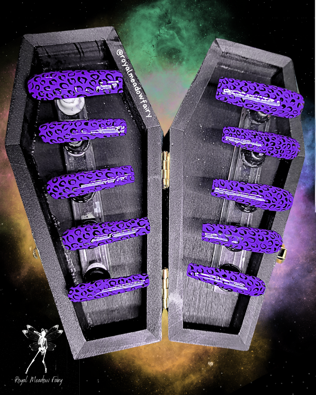 Purple and black UK durable best quality handmade press on nails