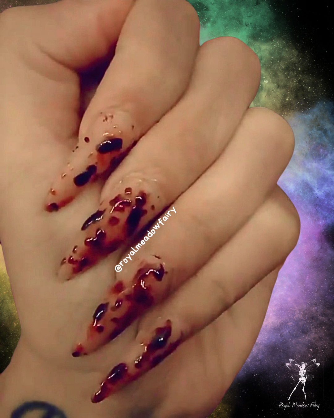 realistic blood nail art design horror Halloween cosplay scary movie press on nails