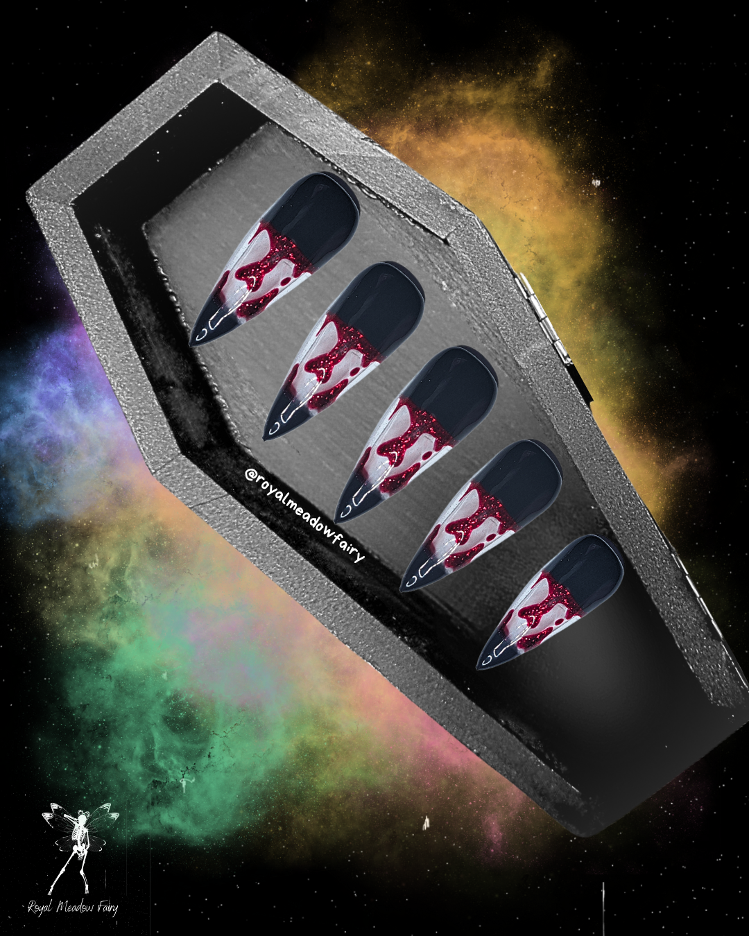 red glitter lava lamp press on nails