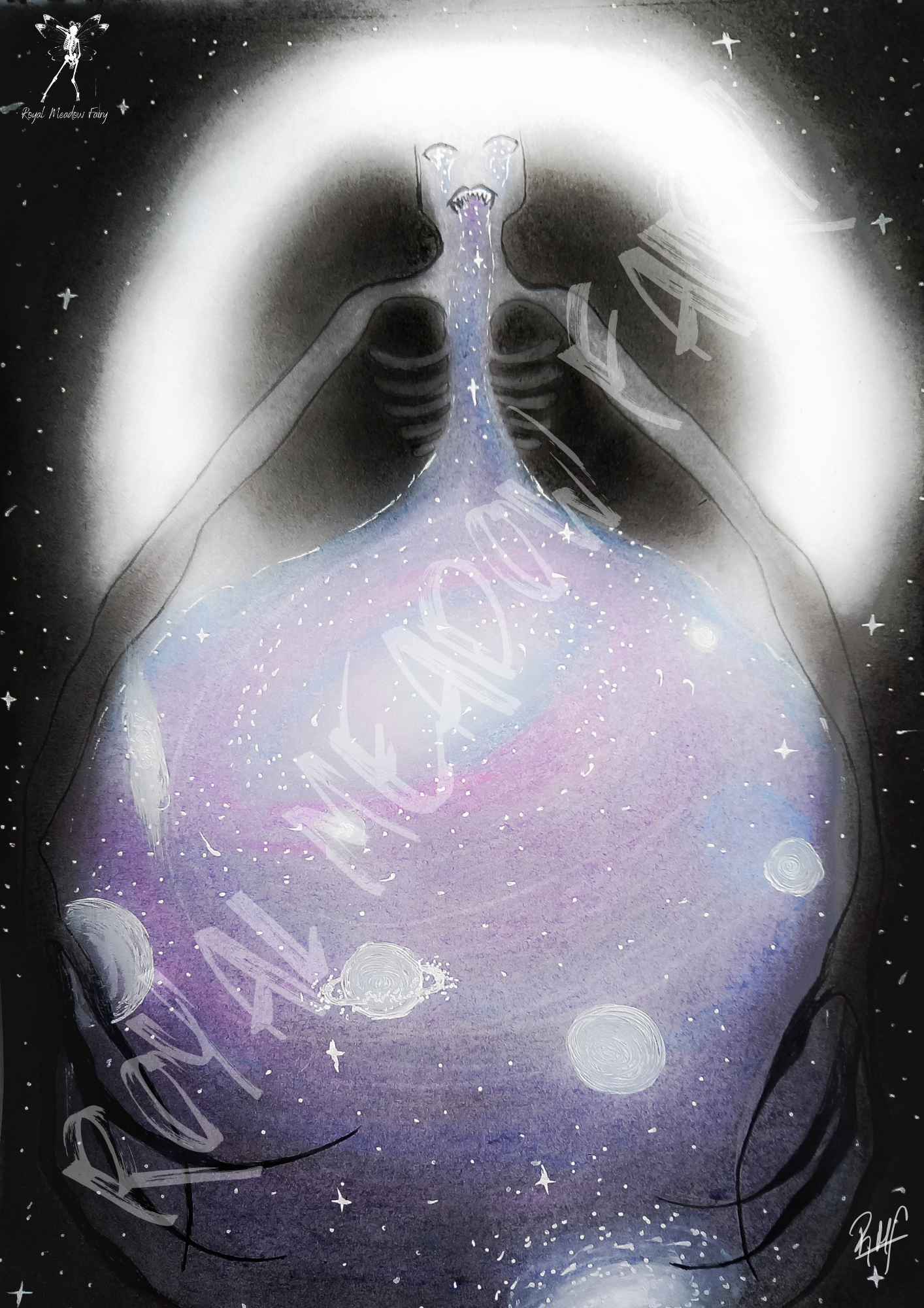 creepy paranormal celestial being art print