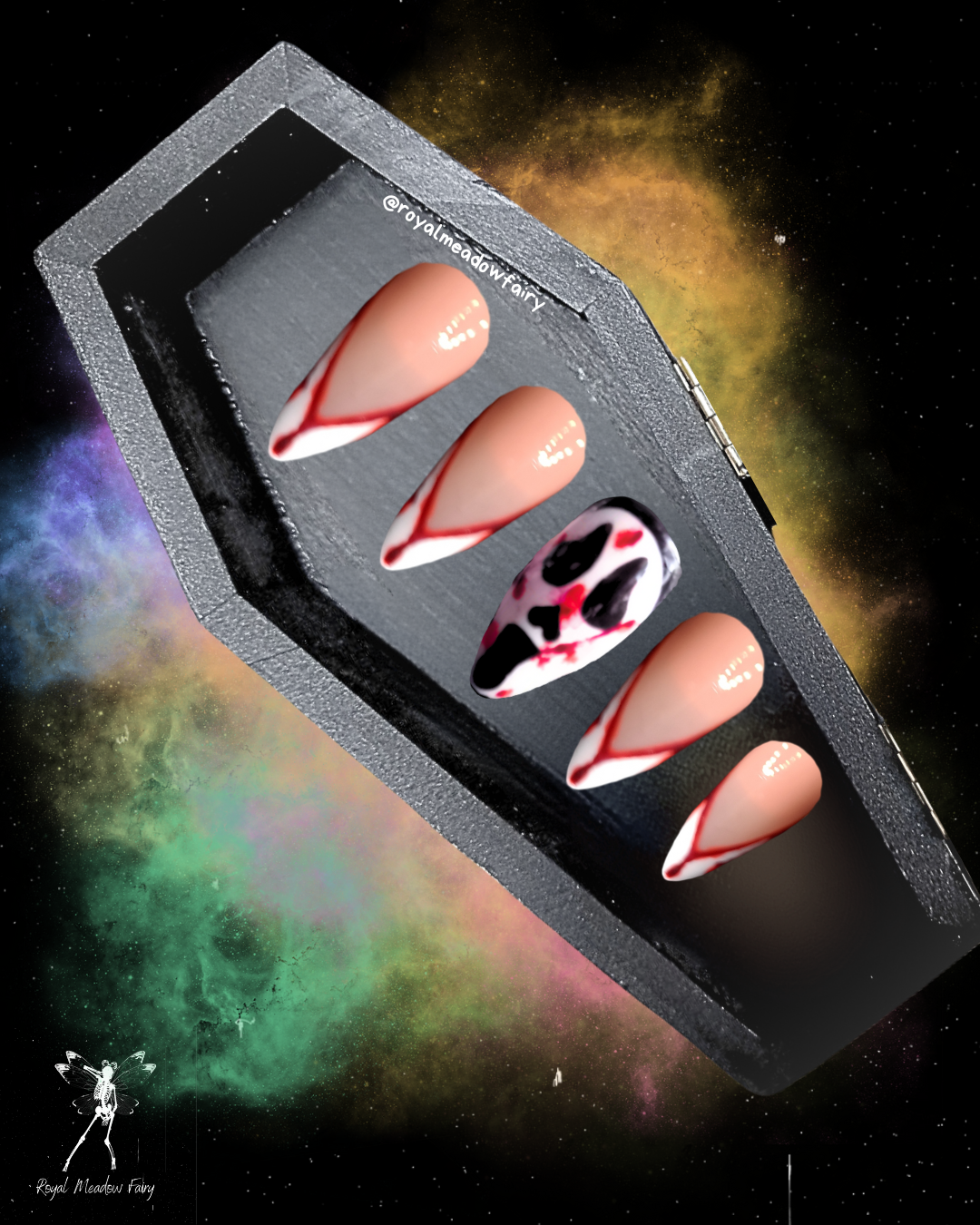 ghost face horror movie Halloween press on nails