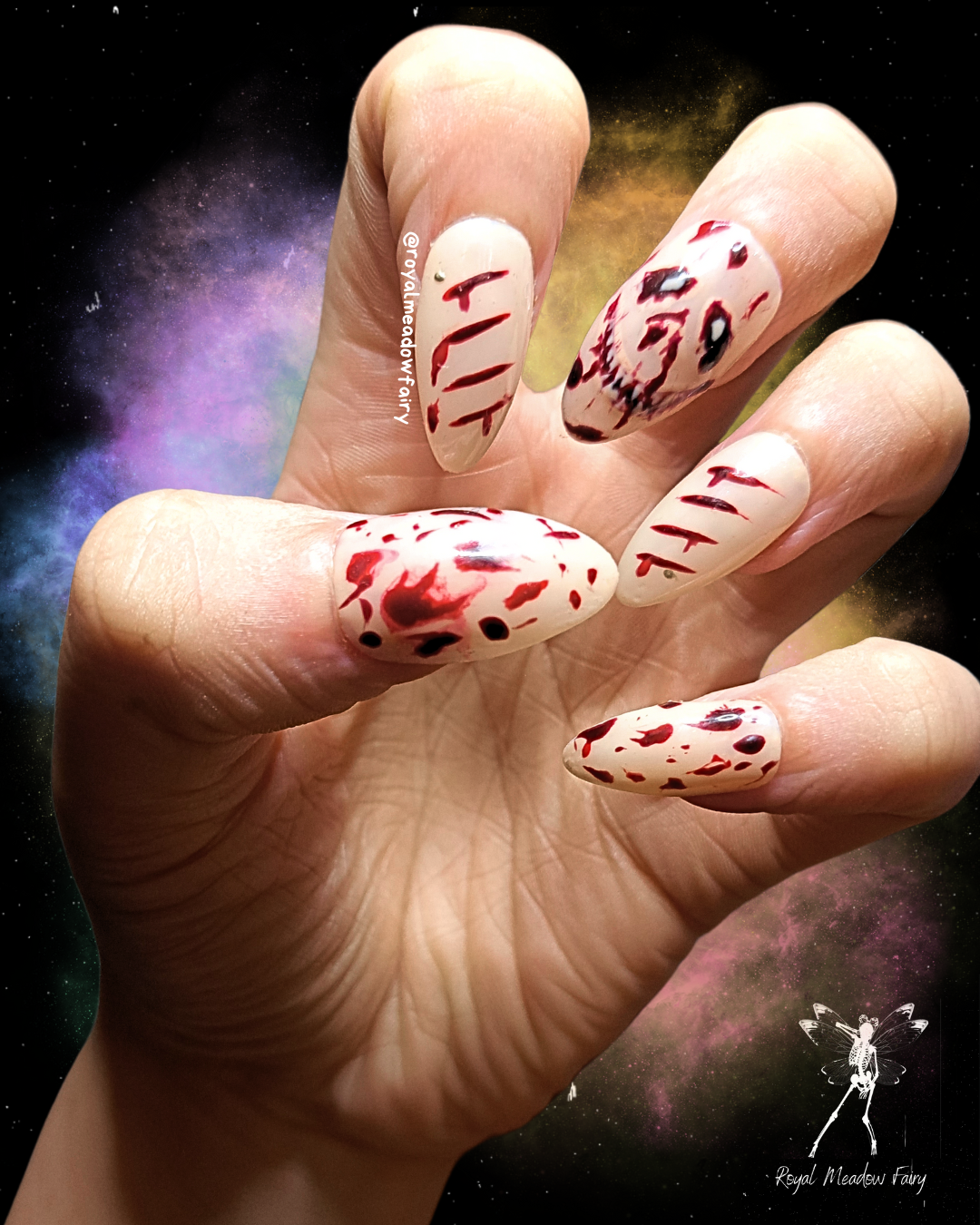 handmade horror gore false nails