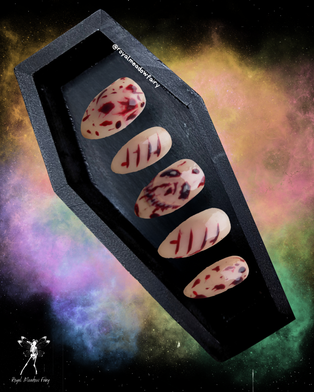 Realistic blood horror gore slasher movie scary press on nail extensions