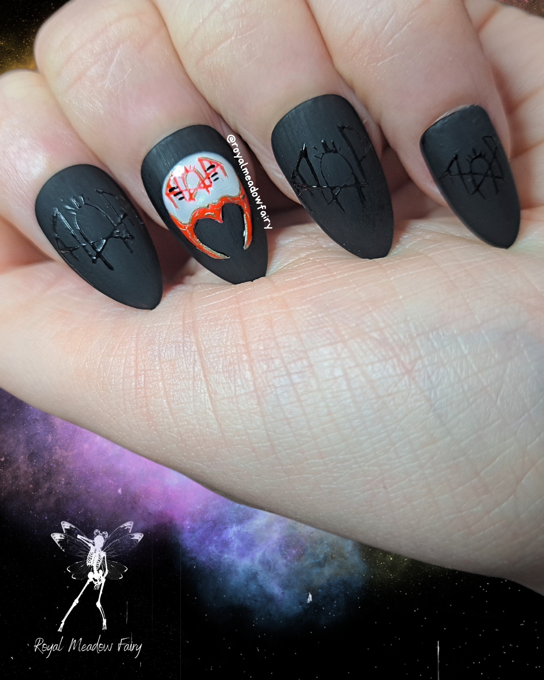 black alt emo gothic press on nails masked band