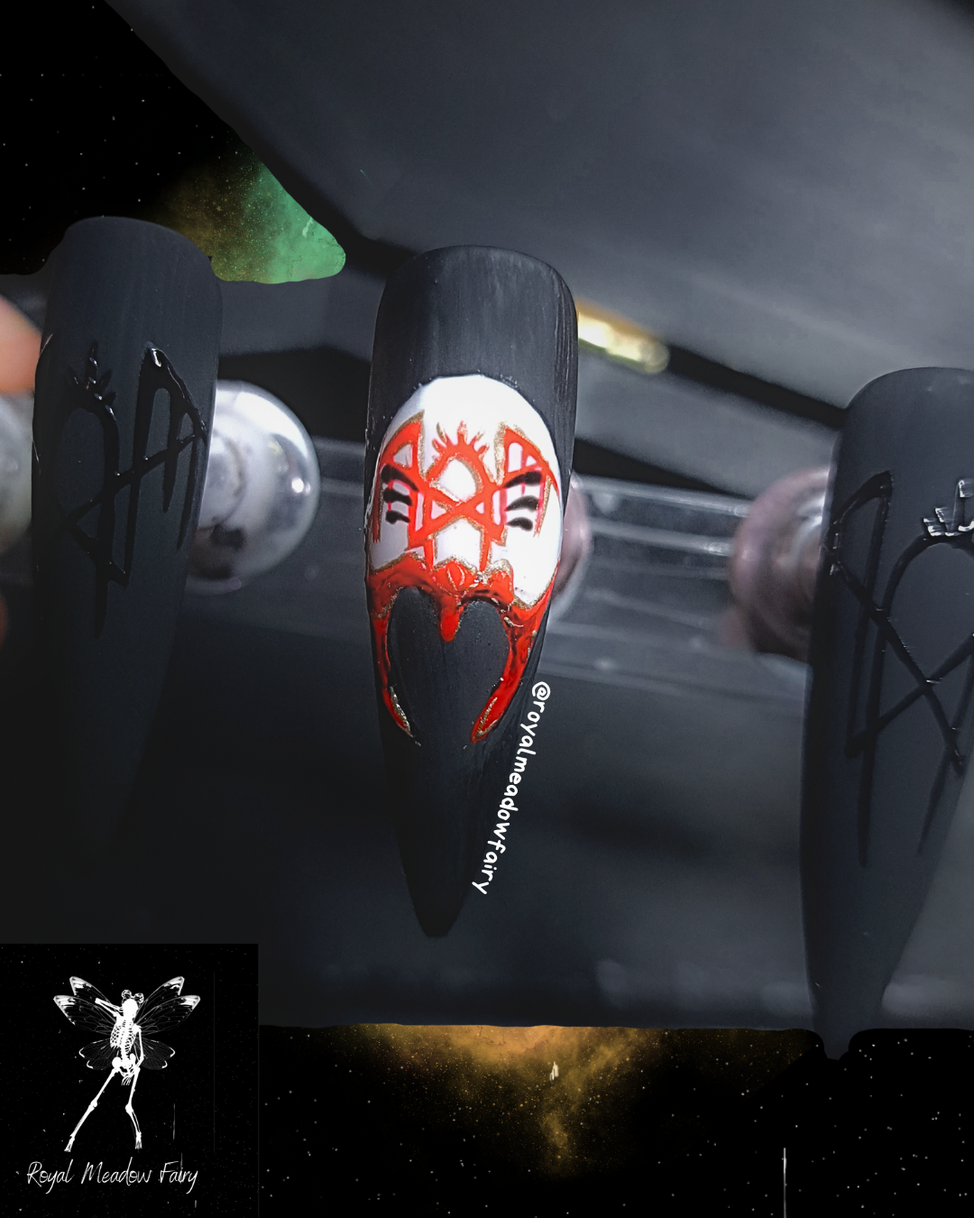 emo goth mask Press on nails UK