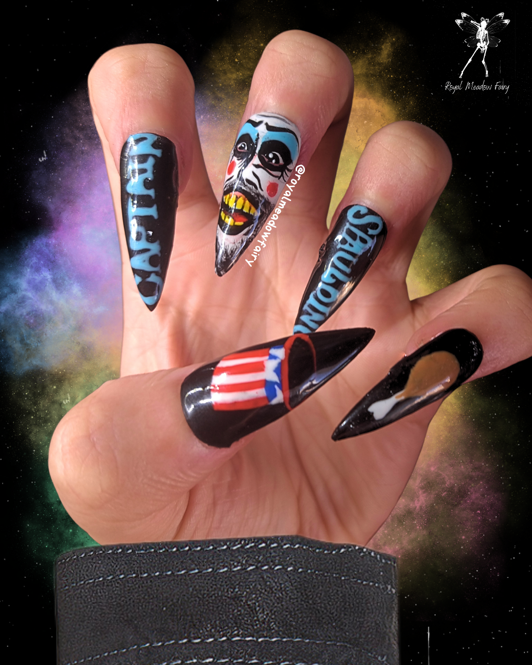 captain spaulding horror movie clown press on nails uk delivery