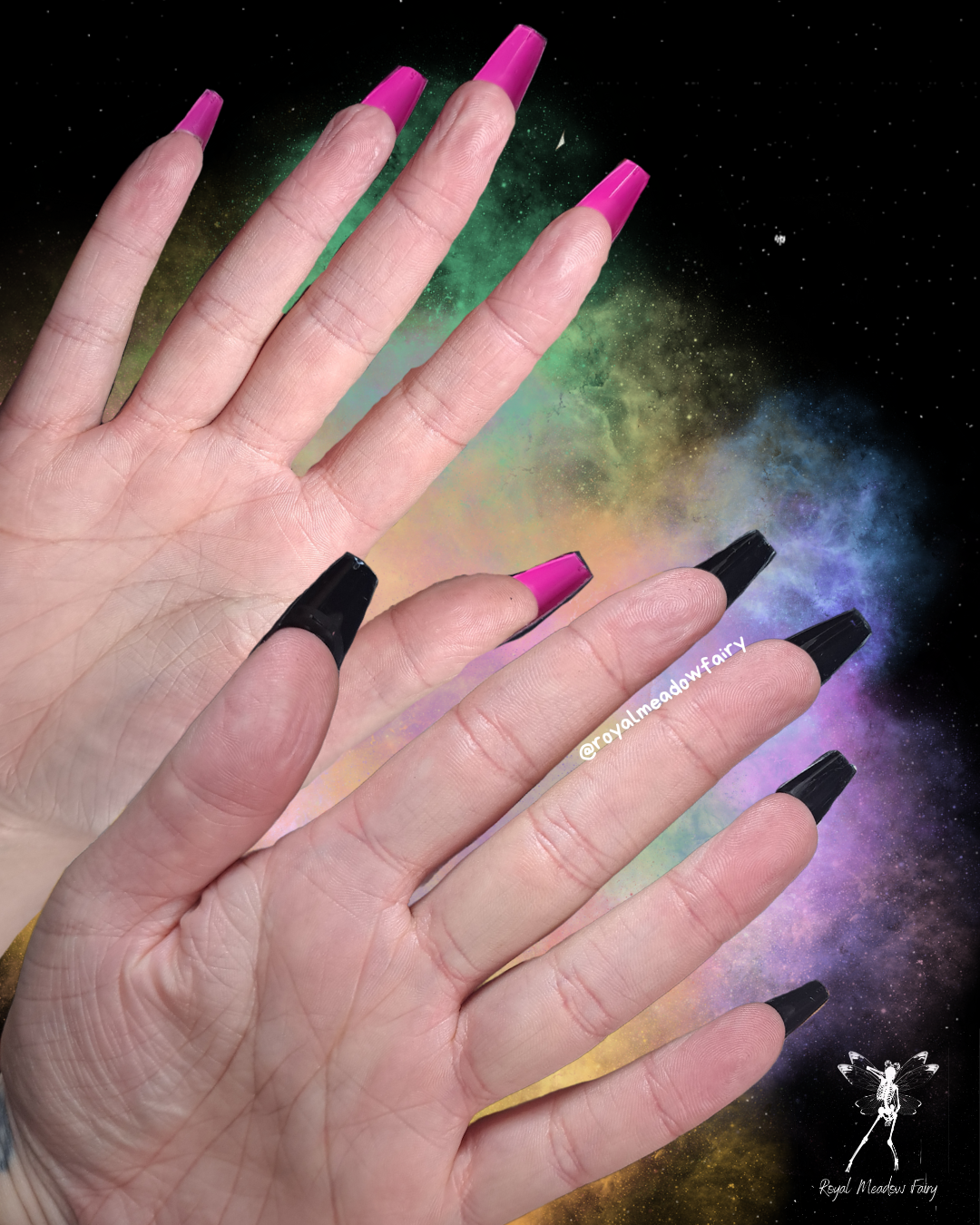 peekaboo pink and black yungblud pop punk press on nails uk