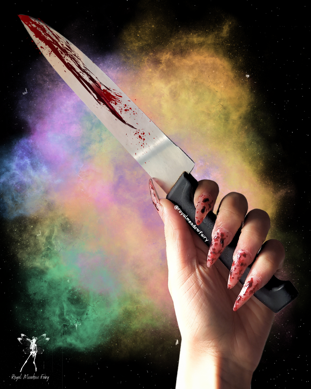 horror halloween press on nails spooky blood splatter nails