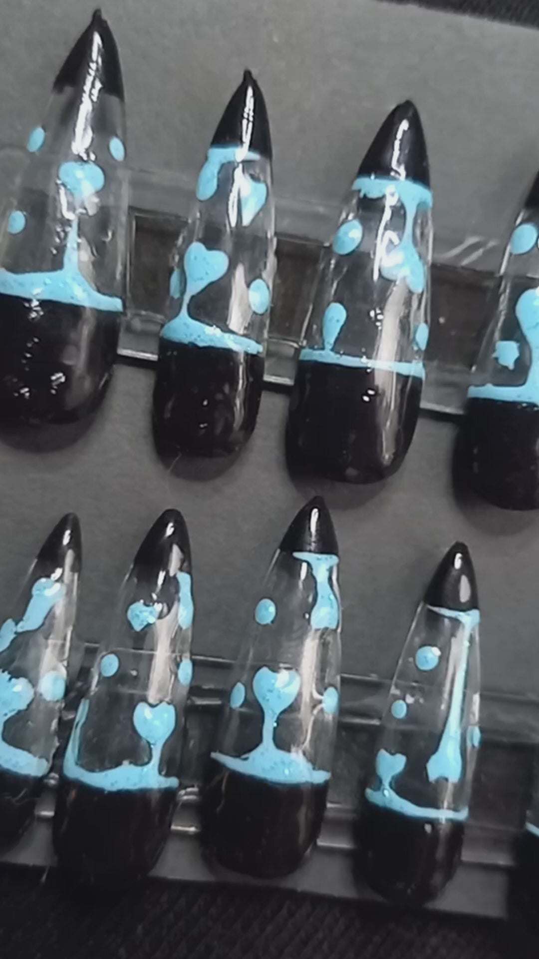 blue glitter lava lamp press on nails best uk quality