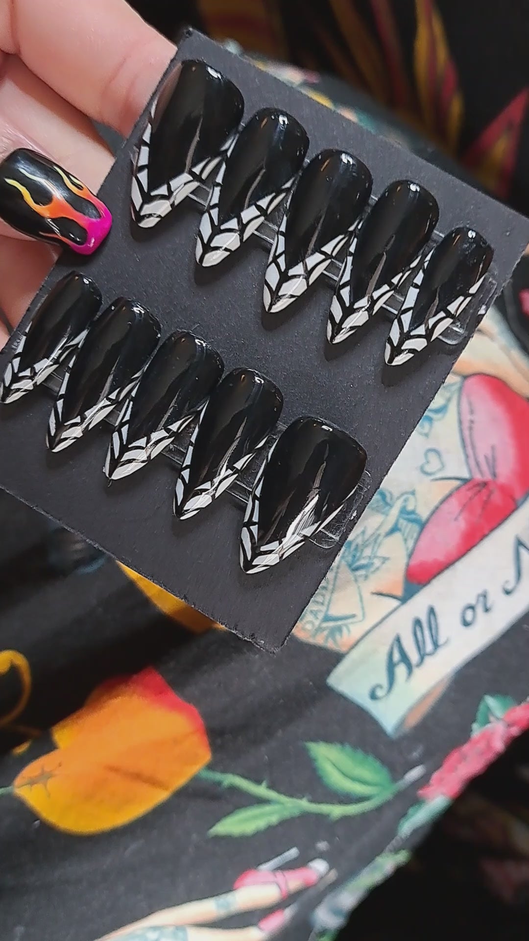 gothic alt spider web press on nails best quality in the UK