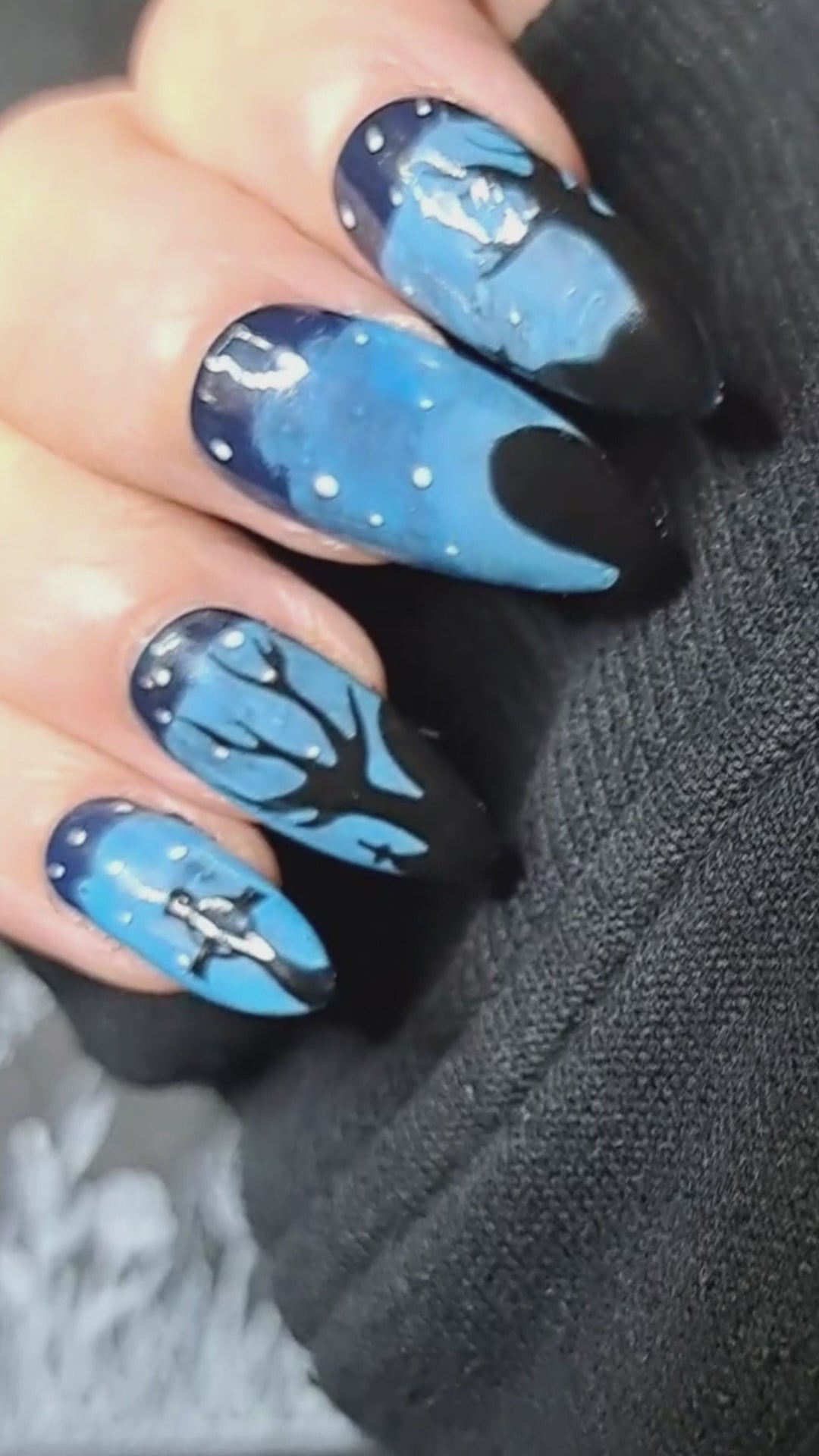 handmade graveyard spooky Halloween press on nails UK