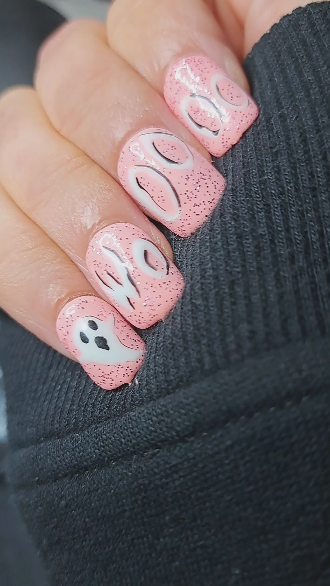 pink glitter ghost press on nails uk delivery