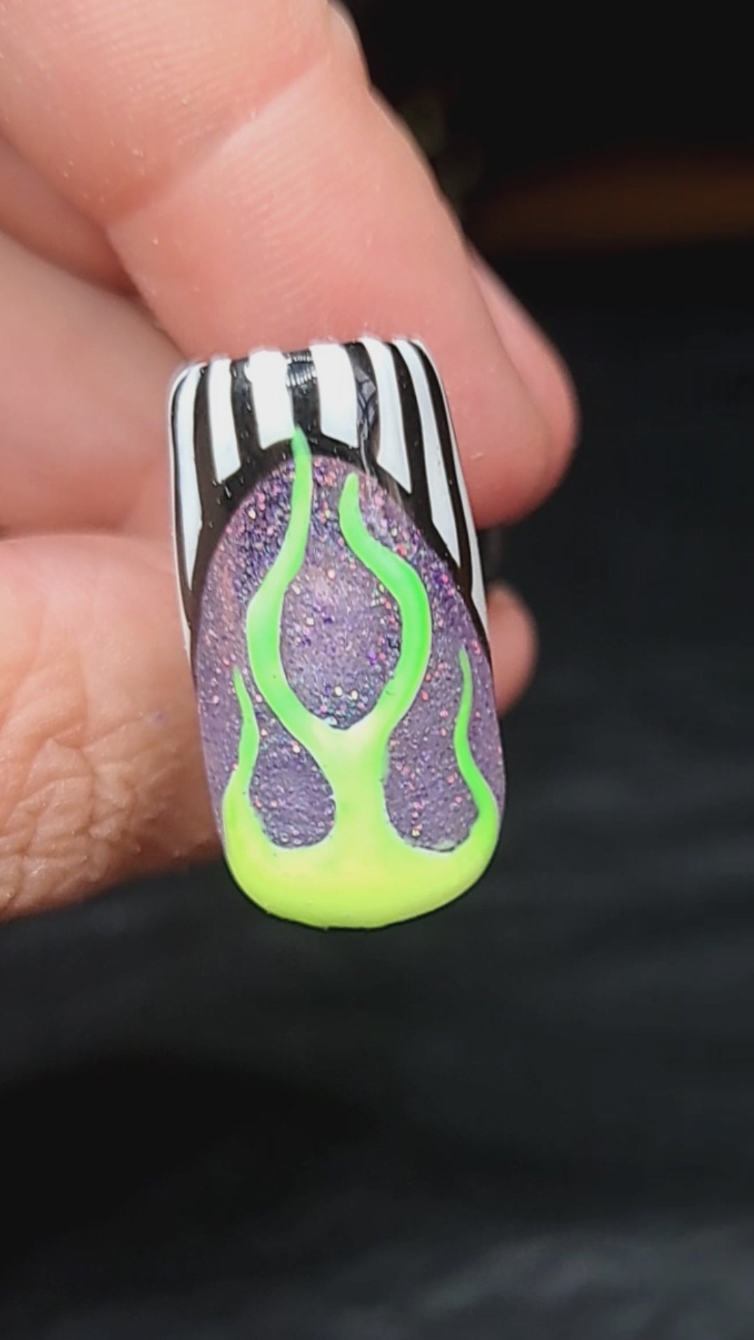 beetle juice inspired flame glitter press on nails uk
