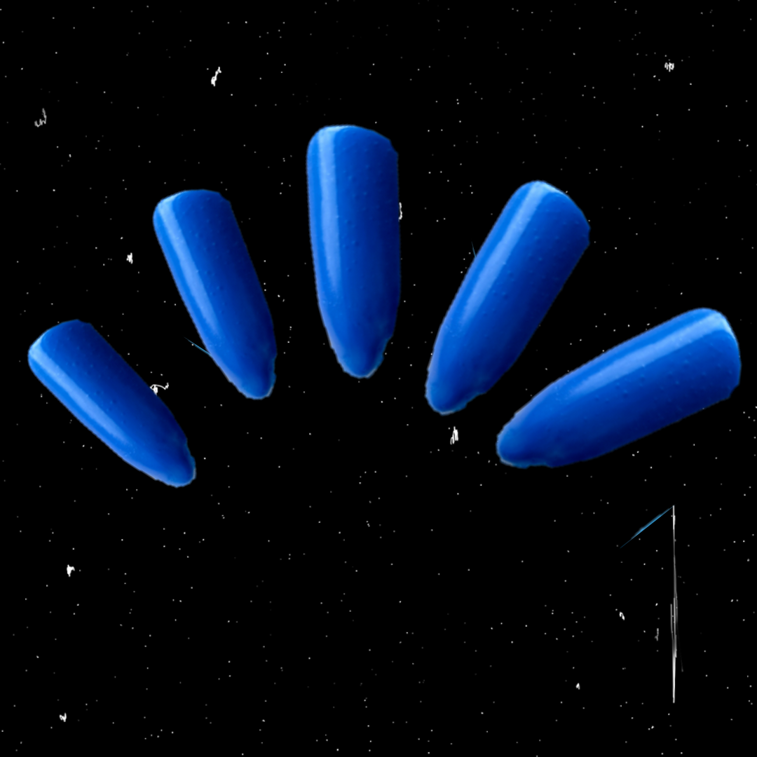 bright blue false stick on nails