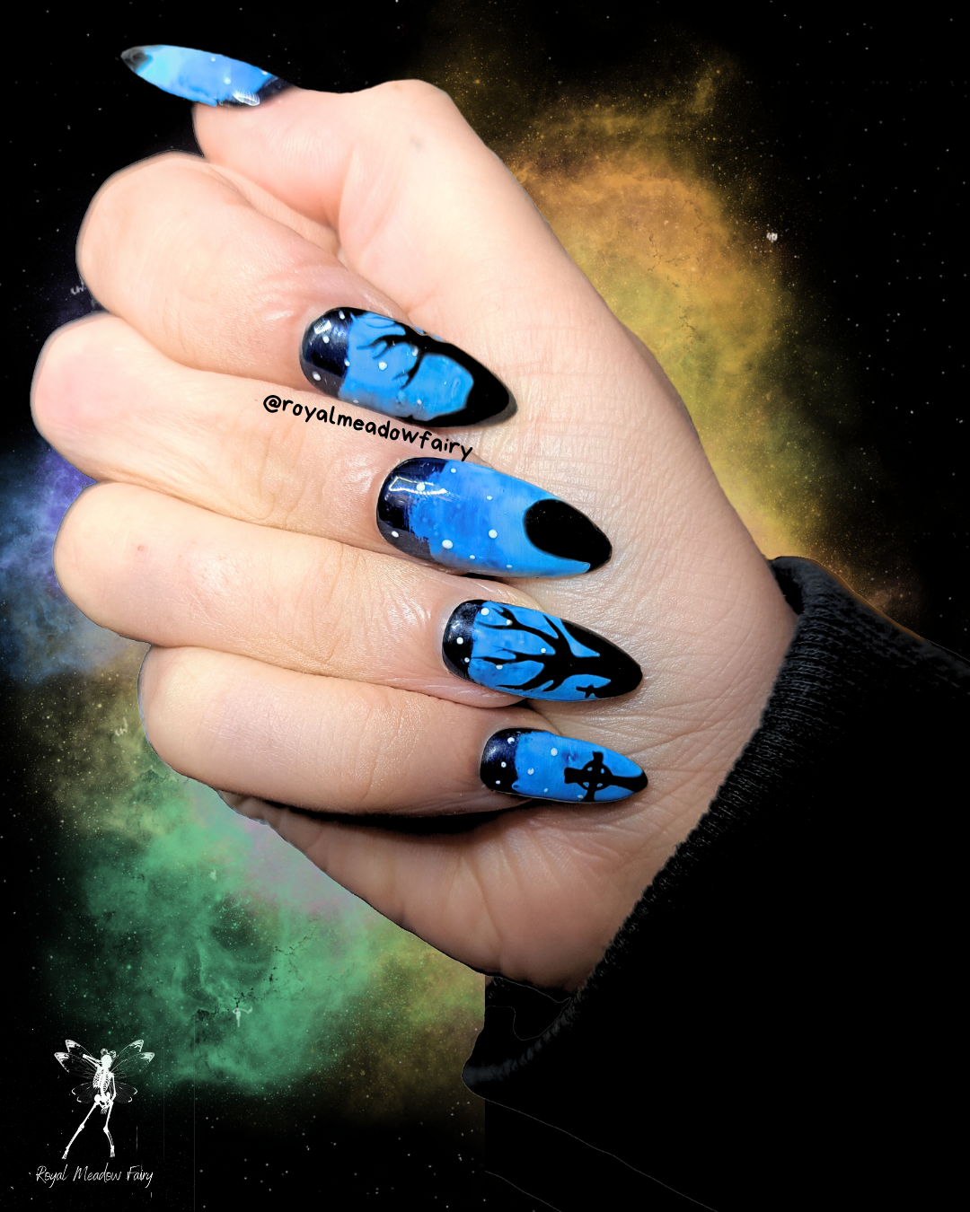 graveyard spooky press on nails