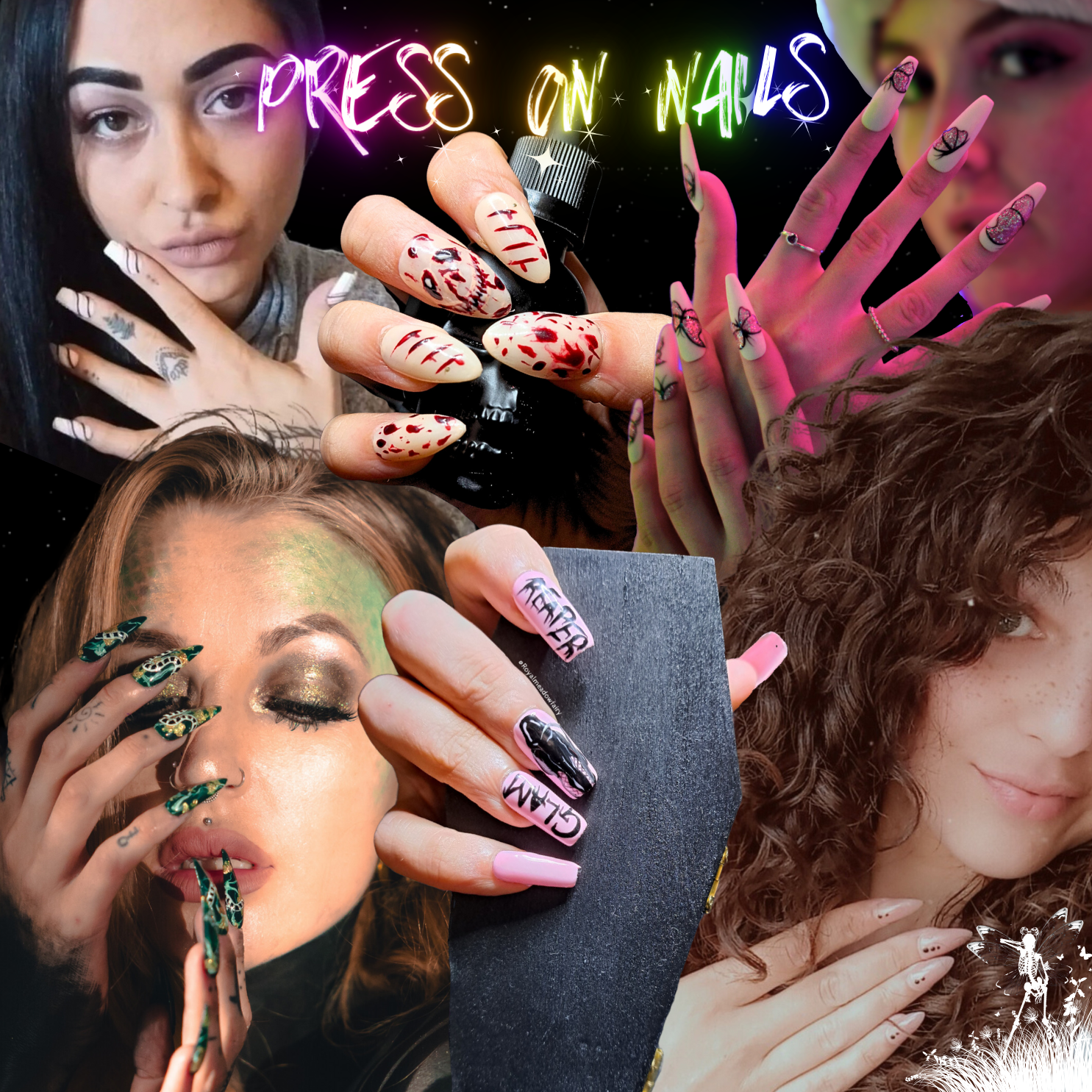 uk royal meadow fairy press on nails
