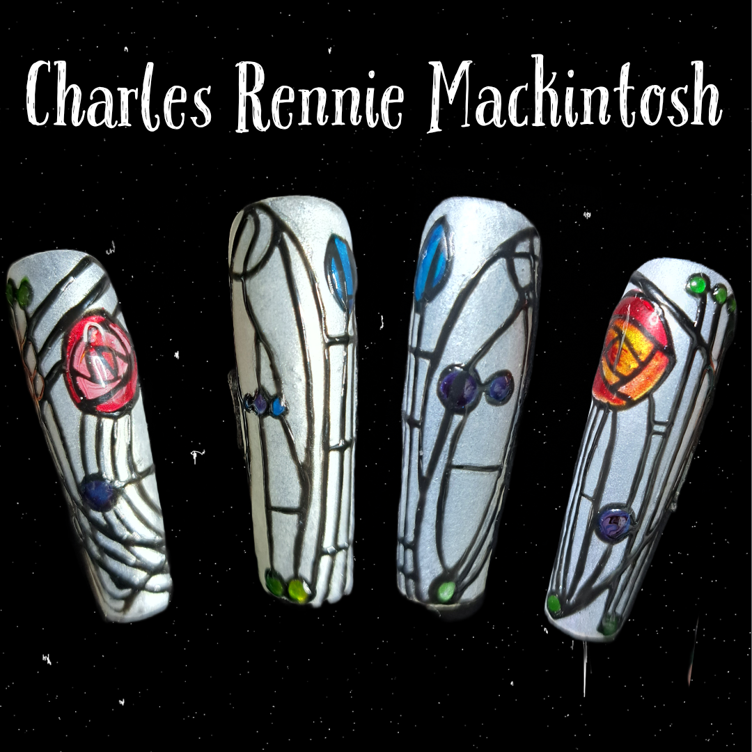 charles rennie mackintosh inspired nail art