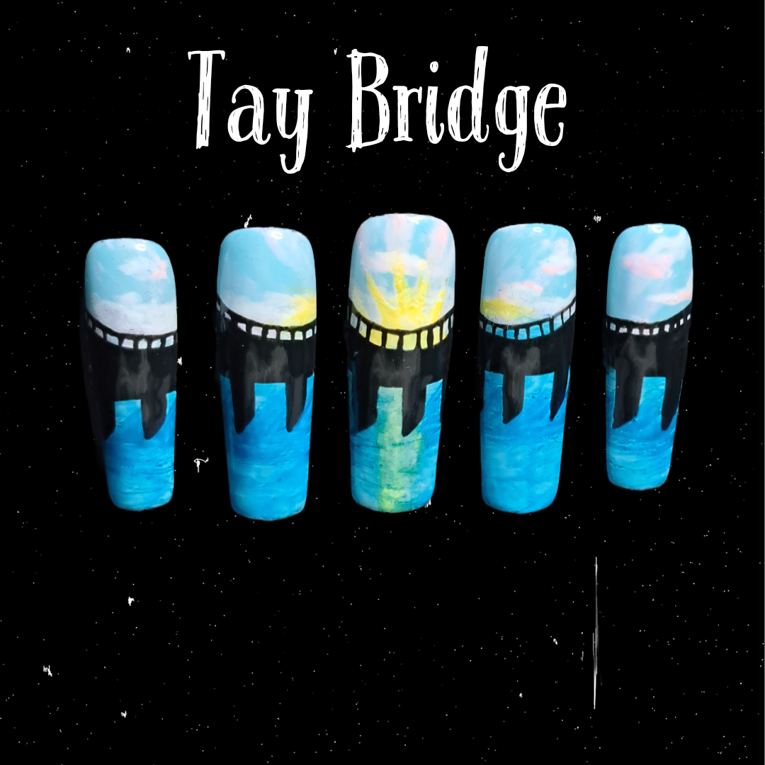 scotland tay bridge landmark sunrise sunset nail art