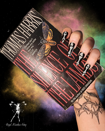skeleton spooky Halloween alt gothic emo UK best quality durable press on nails 