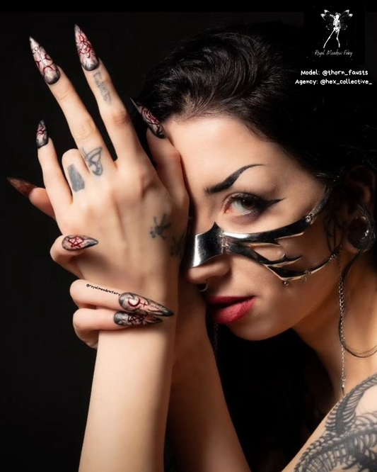 uk alt gothic press on nails with bloody satanic witch symbols 