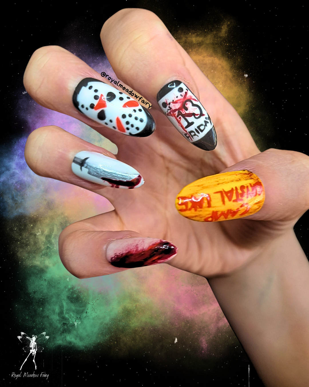 friday 13th jason press on nails halloween nail art inspo