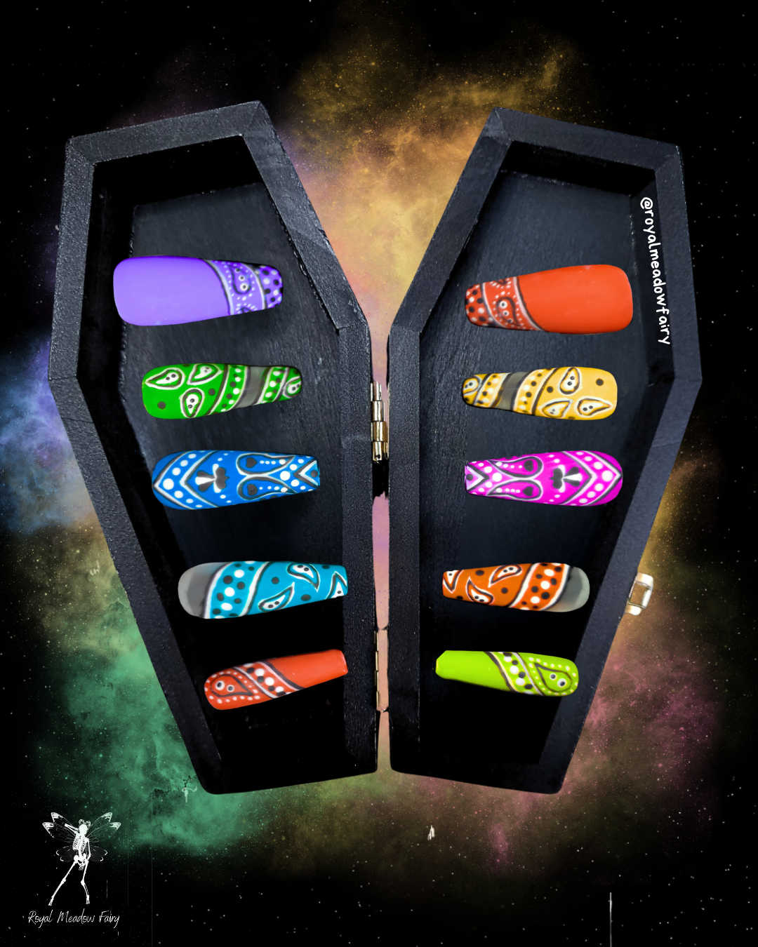 mixed colour option bandana press on nails alt cholo UK best quality 