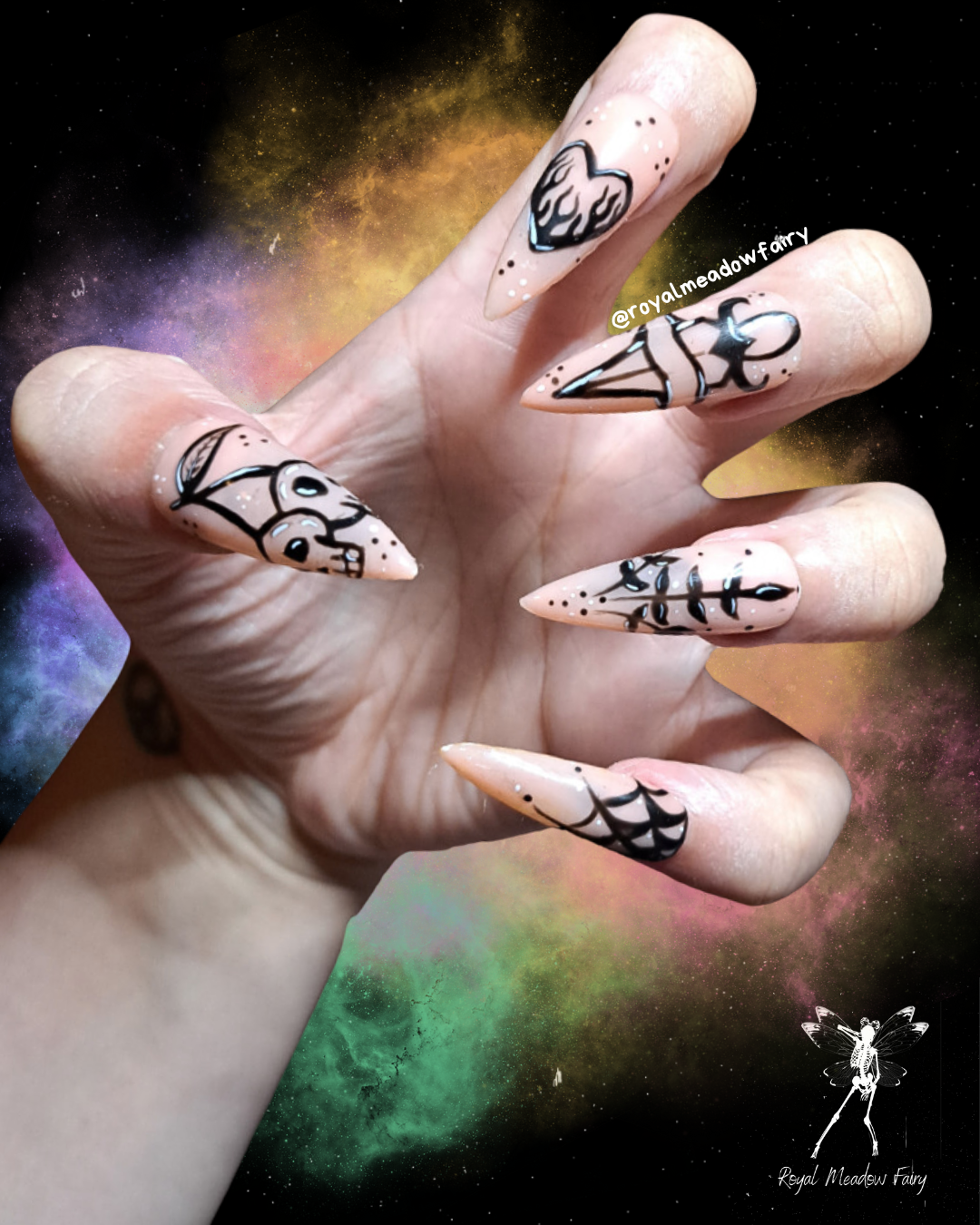 tattoo flash blackwork alt gothic UK press on nails 