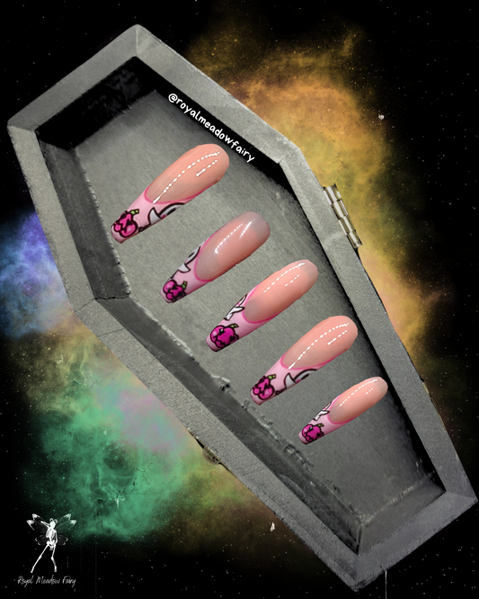Barbie pink pumpkin and ghost Halloween press on nails