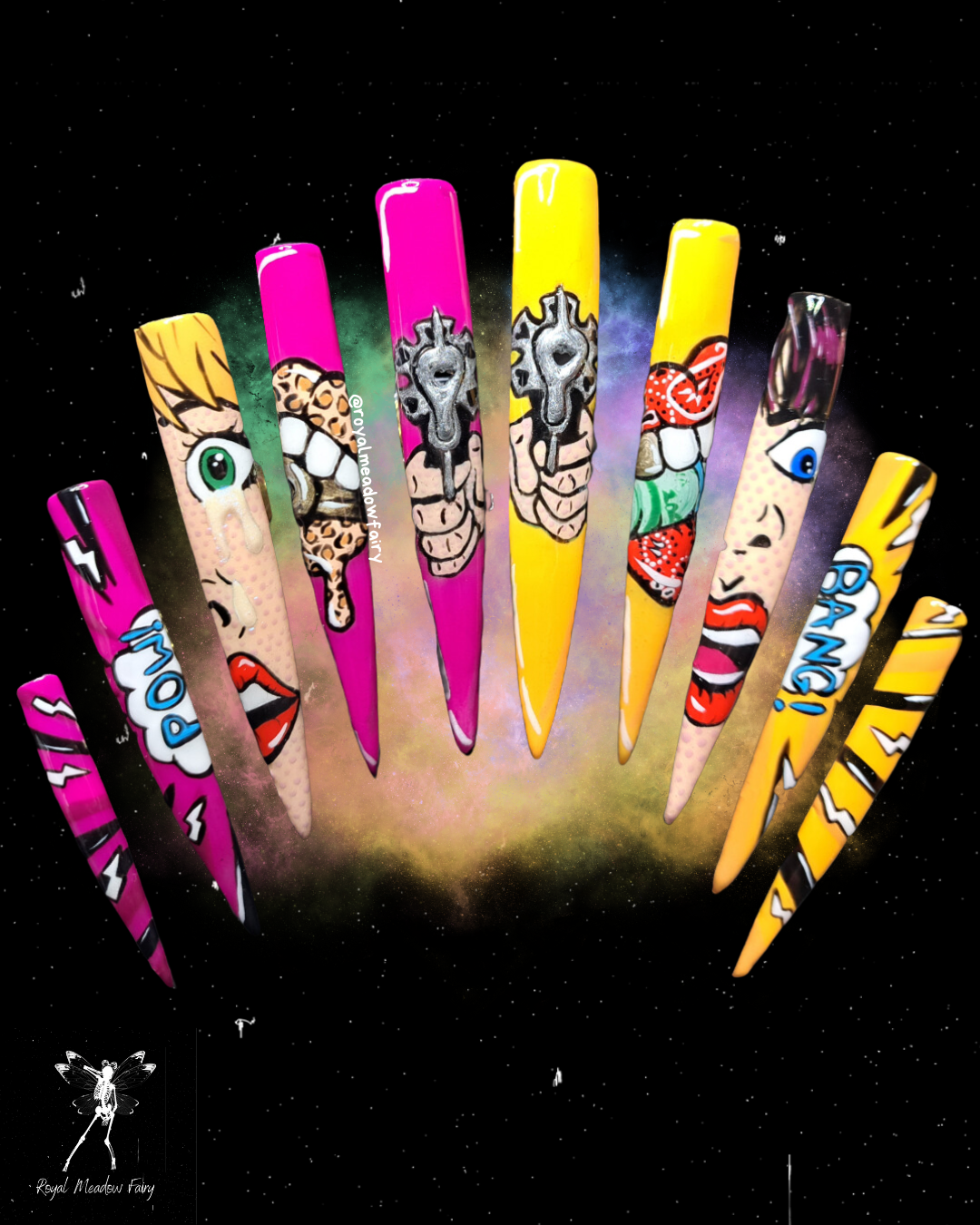 pop art advanced nail art press on nails