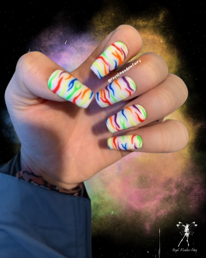 rainbow colourful tiger print press on nails uk delivery 